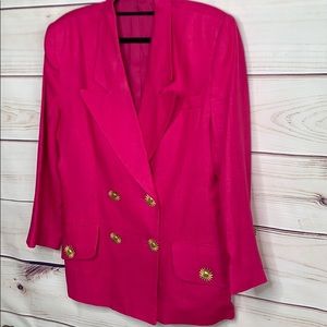 NEIMAN MARCUS Pink Linen Double Breasted Jacket